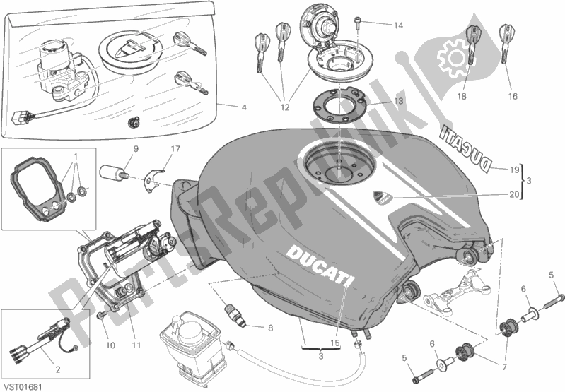 All parts for the Tank of the Ducati Superbike 1299R Final Edition USA 2018